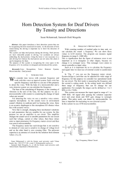 Horn Detection System for Deaf Drivers By Tensity and Directions