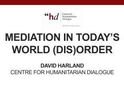 Power point presentation of David Harland, Director Centre