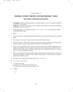 MODERN ATOMIC THEORY AND THE PERIODIC TABLE