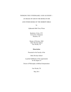 THINKING THE UNTHINKABLE: GOD AS ENEMY&mdash; AN IMAGE OF