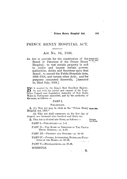 PRINCE HENRY HOSPITAL ACT. Act No. 34, 1936.