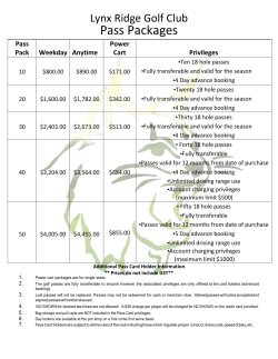 Pass Packages - Lynx Ridge Golf Club