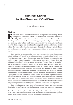 Tami Sri Lanka in the Shadow of Civil War