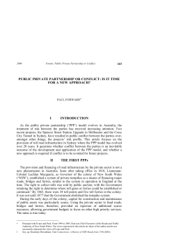 PUBLIC PRIVATE PARTNERSHIP OR CONFLICT