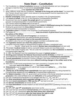 Note Sheet &ndash; Constitution
