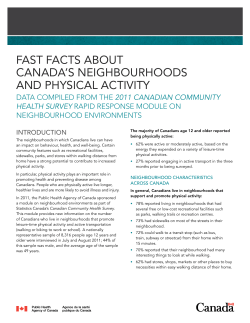 fast facts about canada`s neighbourhoods and physical activity