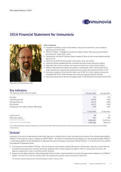 Immunovia Financial Statement 2016 (PDF in English)