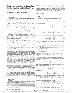 Exact Expressions for the Roots of the Secular Equation for Rayleigh