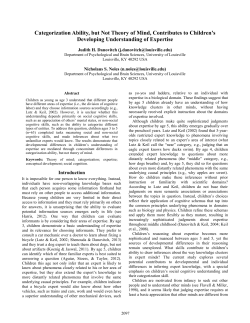 Categorization Ability, but Not Theory of Mind, Contributes to