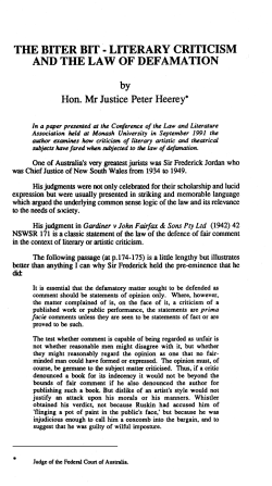 literary criticism and the law of defamation