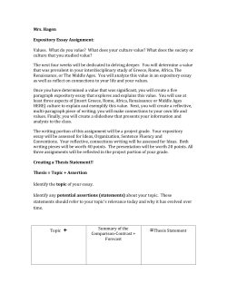 Mrs. Hagen Expository Essay Assignment: Values. What do you
