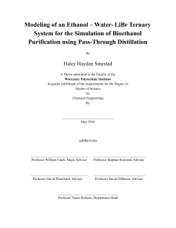 Modeling of an Ethanol &ndash; Water LiBr Ternary System for the