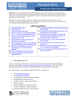 Maryland 2016 - Election Protection