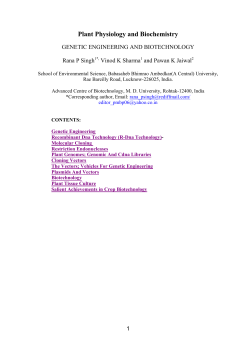 GENETIC ENGINEERING AND BIOTECHNOLOGY
