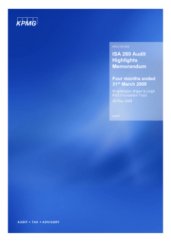 ISA 260 Audit Highlights Memorandum