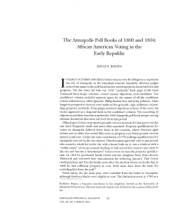 The Annapolis Poll Books of 1800 and 1804