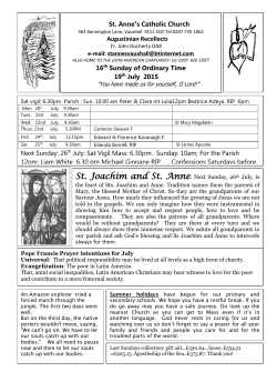 St. Joachim and St. Anne: Next Sunday, 26th July, is