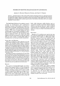 FOODS OF NESTING BALD EAGLES IN LOUISIANA