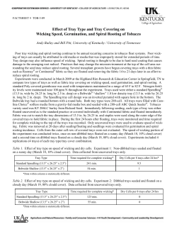 Effect of Tray Type and Tray Covering on Wicking Speed