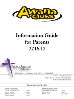 Awana Information Guide for Parents including 2016