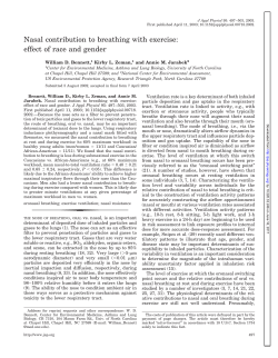 Nasal contribution to breathing with exercise