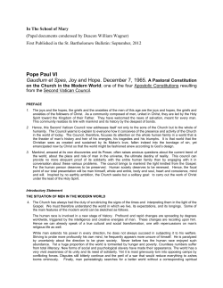 Gaudium et Spes - St. Bartholomew the Apostle Catholic Church