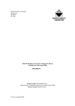 HSE Workshop on Exercise Testing For Divers