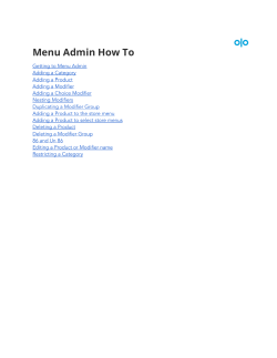 Menu Admin How To - Olo Support Desk