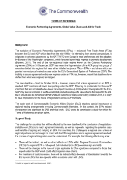 TERMS OF REFERENCE Economic Partnership Agreements