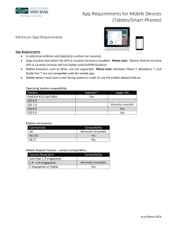 App Requirements for Mobile Devices (Tablets/Smart Phones)