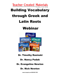 Building Vocabulary through Greek and Latin Roots