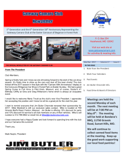 P. O. Box 254 - Gateway Camaro Club