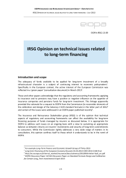 IRSG Opinion on technical issues related to long