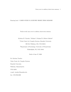 CARRY-OVER IN AUDITORY SHORT-TERM MEMORY Trial-to