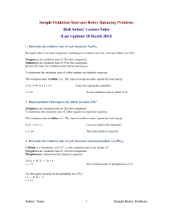 Sample Oxidation State and Redox Balancing Problems
