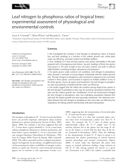 Leaf nitrogen to phosphorus ratios of tropical trees