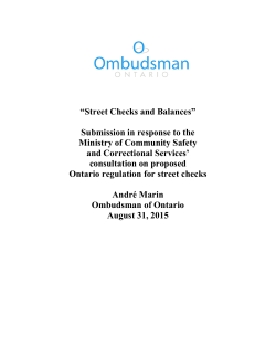 Street Checks and Balances