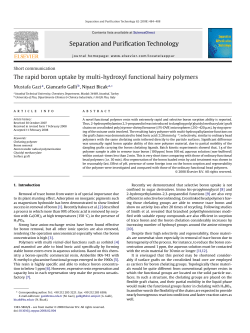 Separation and Purification Technology The rapid boron uptake by