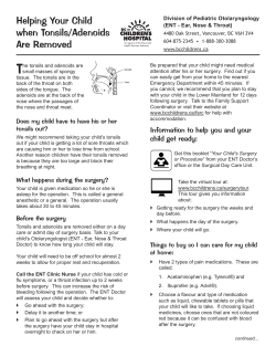 Helping Your Child when Tonsils/Adenoids are Removed