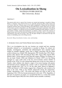On Lexicalization in Sheng - Nordic Journal of African Studies