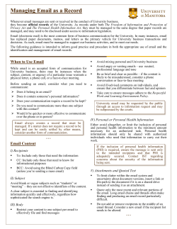 Managing Email as a Record