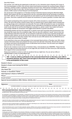 Lemonade Stand Form_2017.indd - University of Nebraska at Kearney