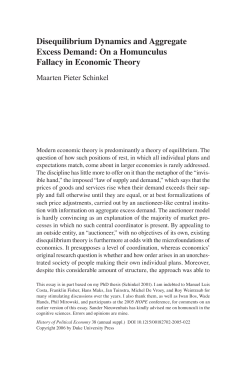 Disequilibrium Dynamics and Aggregate Excess Demand: On a