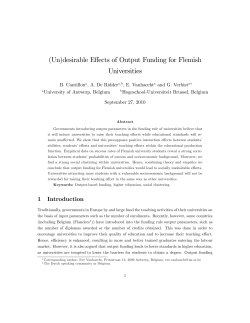 (Un)desirable Effects of Output Funding for Flemish Universities