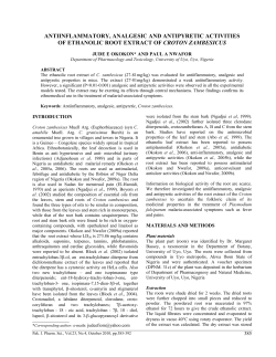 antiinflammatory, analgesic and antipyretic activities of ethanolic
