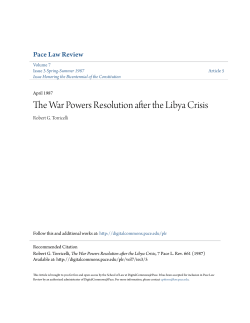 The War Powers Resolution after the Libya Crisis