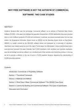 WHY FREE SOFTWARE IS NOT THE ANTONYM OF COMMERCIAL