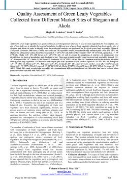Quality Assessment of Green Leafy Vegetables Collected from