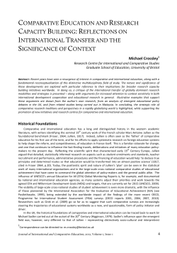 Comparative Education and Research Capacity Building: Reflections