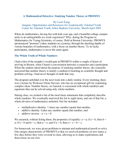 A Mathematical Detective: Studying Number Theory at PROMYS By